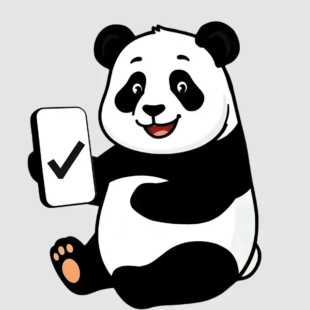 Panda marcando opções de personalização em uma lista